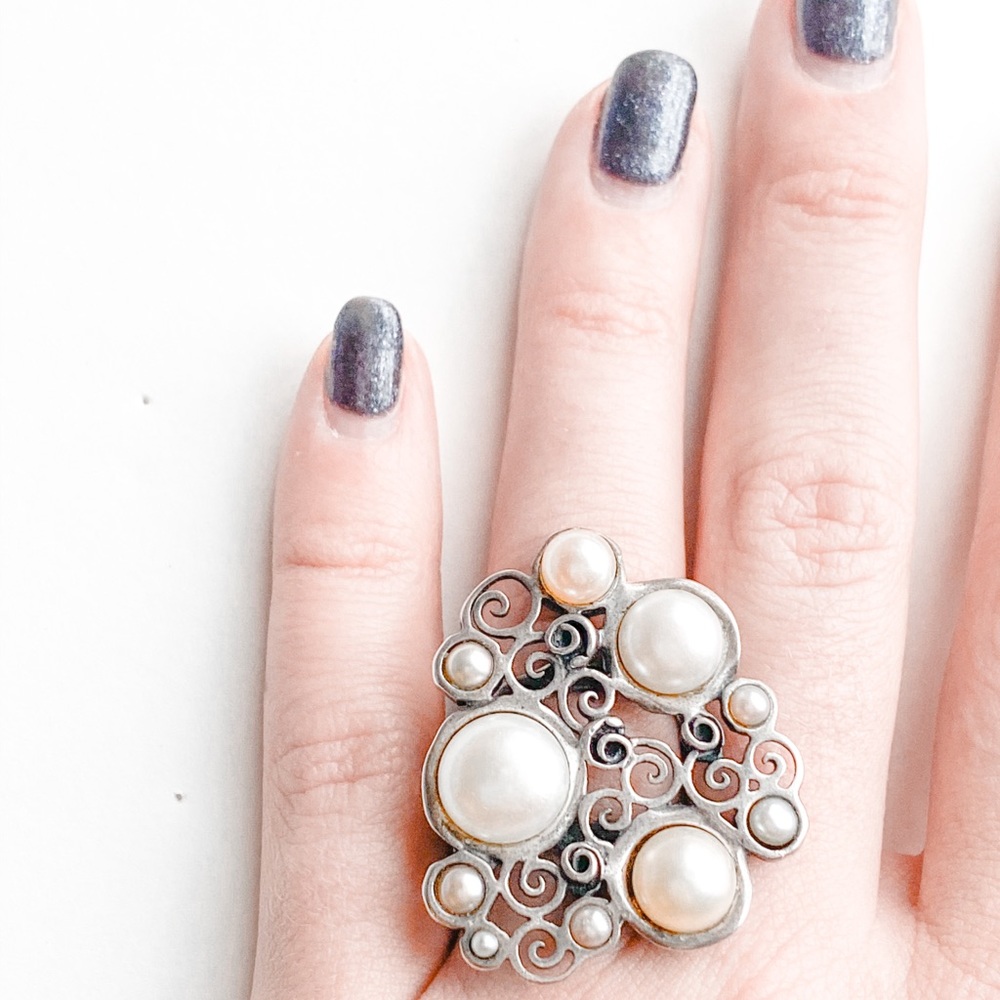Sterling Silver Pearl Oversized Ring